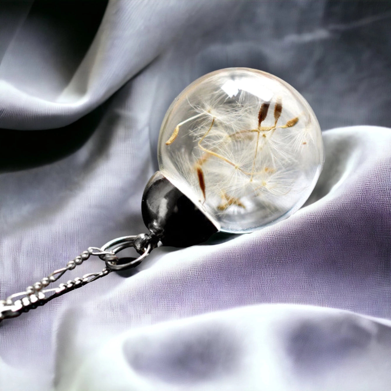 925 Sterling Silberkette mit echten Pusteblumen-Samen