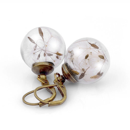 Echte Pusteblumen Ohrringe - Bronze Schmuck im Vintage Stil