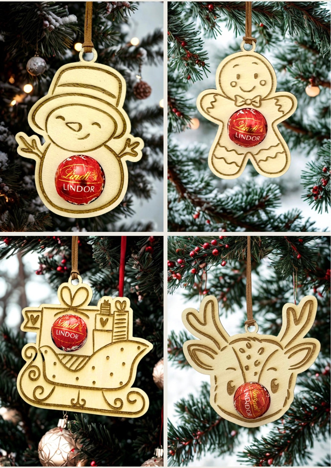 Weihnachtliche Lindorkugel-Halter aus Holz – süße Geschenkidee & festliche Deko in einem!